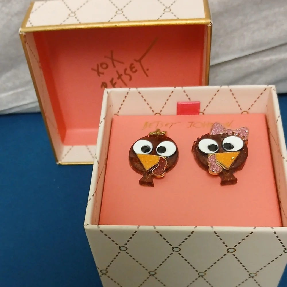 Betsey Johnson Turkey Earrings Pierced NWT